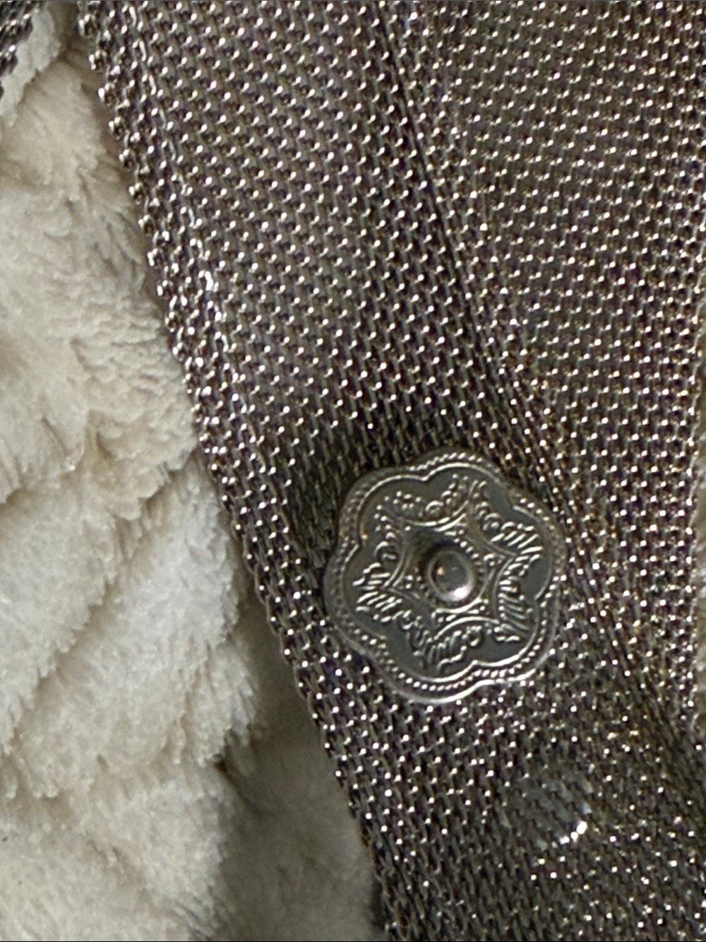 VTG UMECO French Metal Mesh Silver Women Belt w/Concho-Style Buckle 35” Long - Picture 4 of 6
